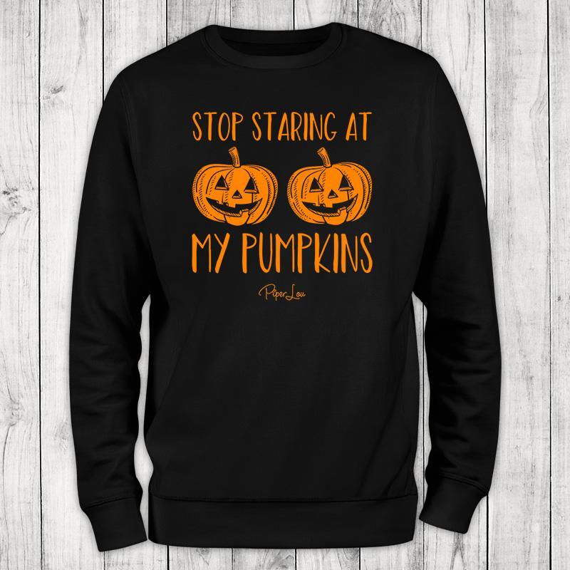 Clearance | Stop Staring At My Pumpkins Orange Print Crewneck Sweatshirt