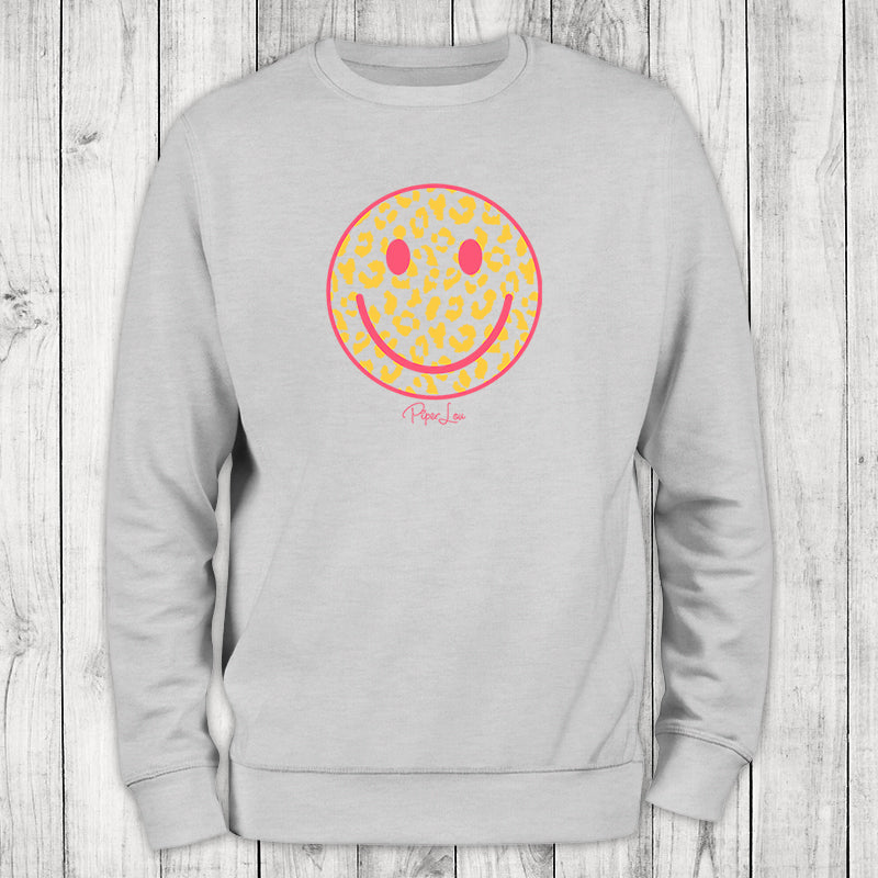 Clearance | Leopard Smiley Graphic Crewneck Sweatshirt