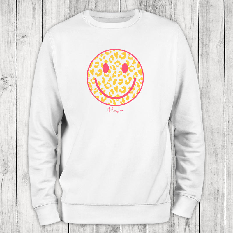 Clearance | Leopard Smiley Graphic Crewneck Sweatshirt