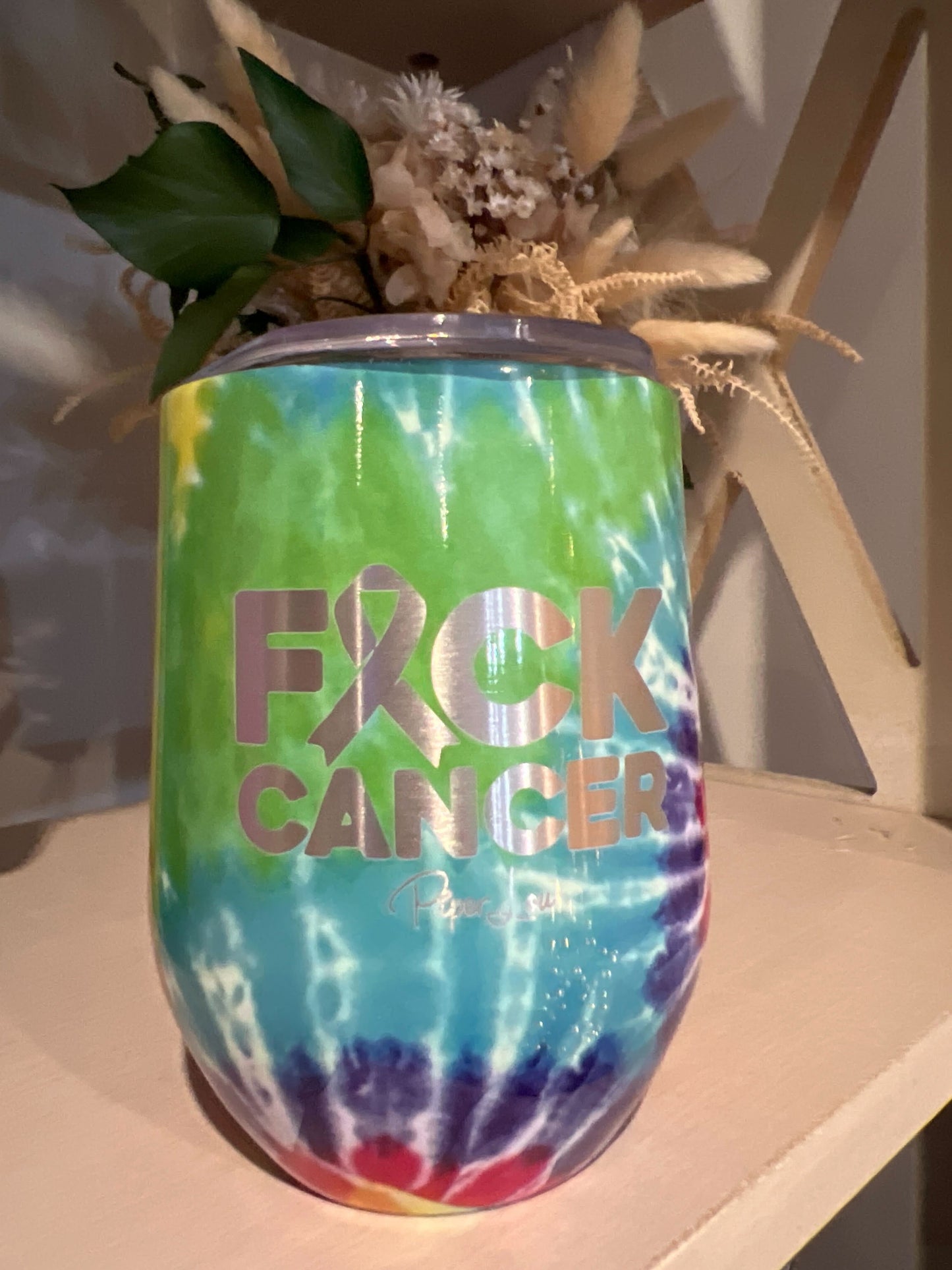 Clearance | Tie Dye | Fuck Cancer Wine Cup