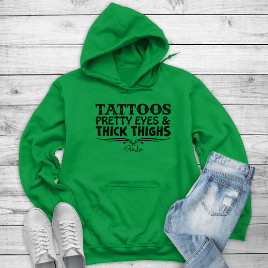 Clearance | Tattoos Pretty Eyes Thick Thighs Hoodie