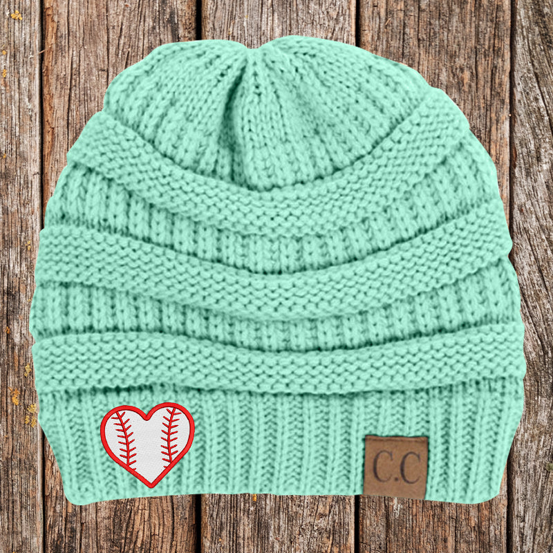 Clearance | Baseball Heart C.C Thick Knit Soft Beanie