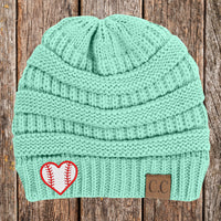 Clearance | Baseball Heart C.C Thick Knit Soft Beanie