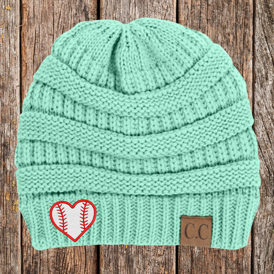 Clearance | Baseball Heart C.C Thick Knit Soft Beanie