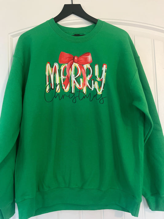 Clearance | Merry Christmas Ribbon Crewneck