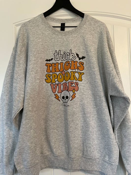 Clearance | Thick Thighs Spooky Vibes Crewneck
