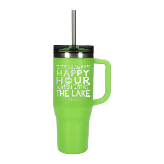 Clearance | It's Always Happy Hour On The Lake Laser Etched 40oz Tumbler + Straw / Lime