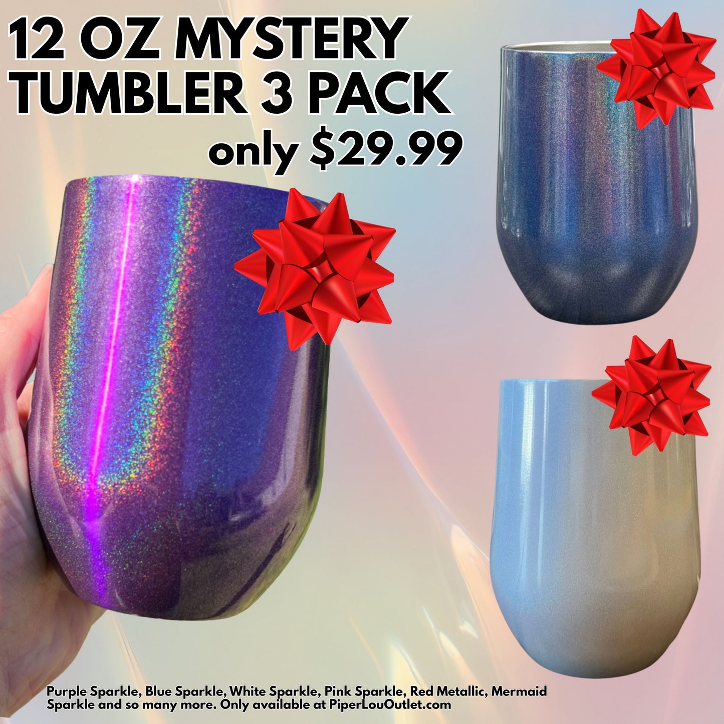 (3 PACK) Merry, Tipsy & Bright – Sparkle Mystery 12 OZ TUMBLERS