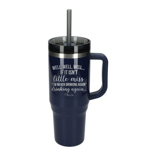 Clearance | Little Miss Never Drinking Again Laser Etched 40oz Tumbler + Straw / Navy