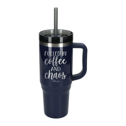 Clearance | Fueled By Coffee And Chaos Laser Etched 40oz Tumbler + Straw / Navy