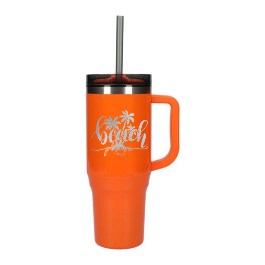 Clearance | Beach Please Laser Etched 40oz Tumbler + Straw