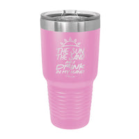 Clearance | The Sun, The Sand, And A Drink In My Hand Laser Etched Tumbler